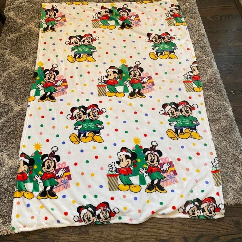 Disney Mickey &‎ Minnie Mouse Christmas Fleece Throw Blanket 50x70 NWOT